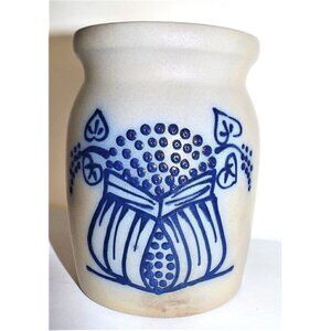 Beaumont Brothers Pottery 1996 5.5 inch salt glaze crock vase blueberry basket G